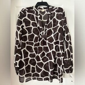 Michael Kors Brown Zebra Print Sheer Top